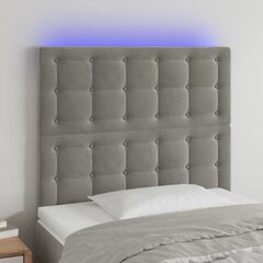 Sängynpääty LED-valolla, vaaleanharmaa, 90x5x118/128cm, samettia hinta ja tiedot | Sängyt | hobbyhall.fi