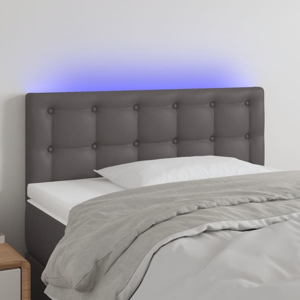 Sängynpääty LED-valolla, harmaa, 90x5x78/88cm hinta ja tiedot | Sängyt | hobbyhall.fi