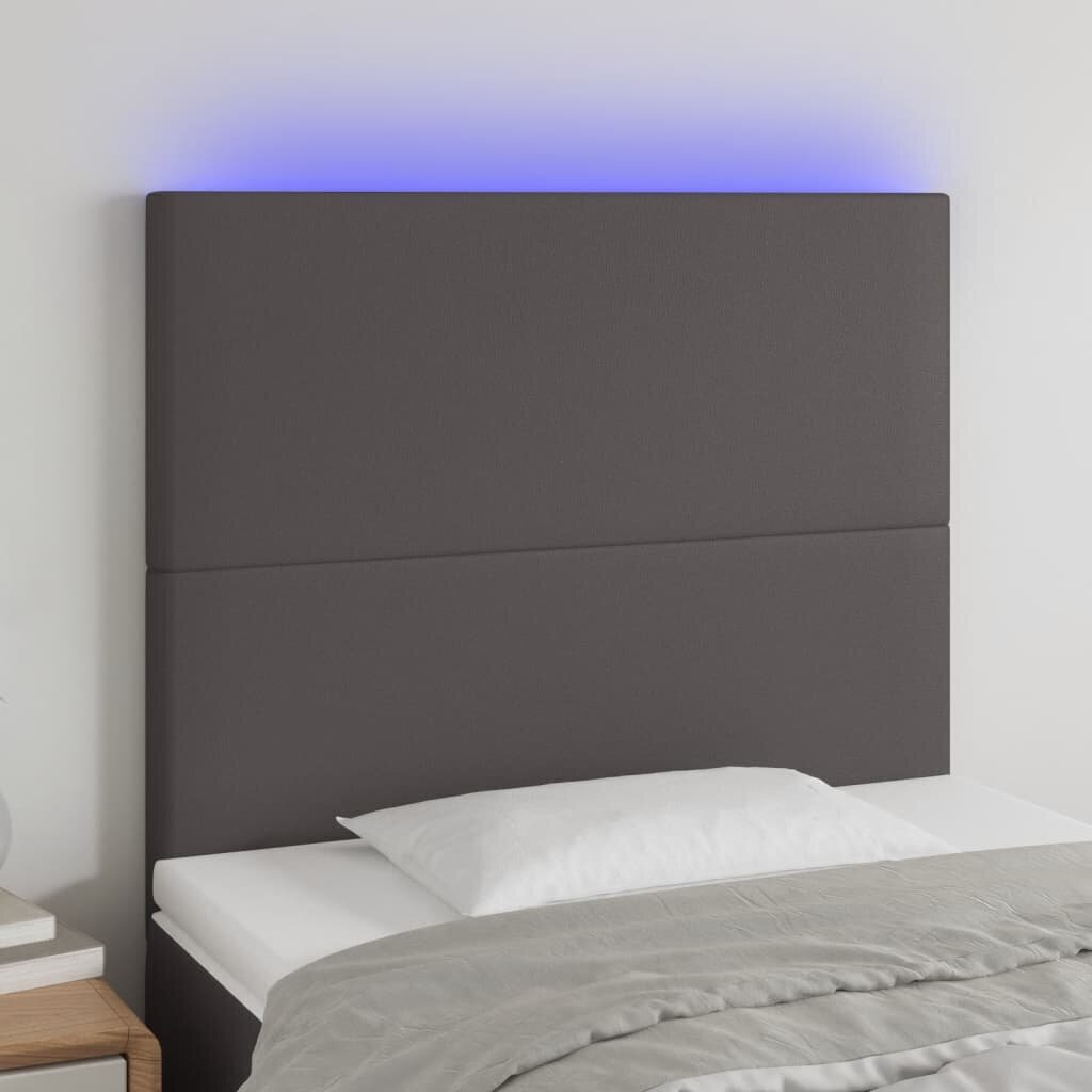 Sängynpääty LED-valolla, harmaa, 80x5x118/128cm hinta ja tiedot | Sängyt | hobbyhall.fi