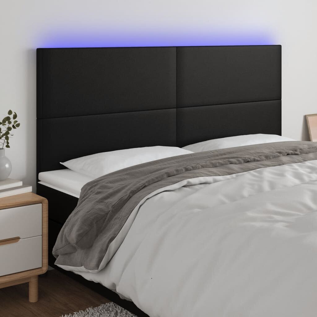 Sängynpääty LED-valolla, musta, 160x5x118/128cm hinta ja tiedot | Sängyt | hobbyhall.fi