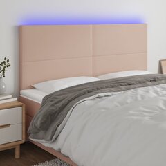 Sängynpääty LED-valolla, keinonahka, 200x5x118/128cm, cappuccino väri hinta ja tiedot | Sängyt | hobbyhall.fi