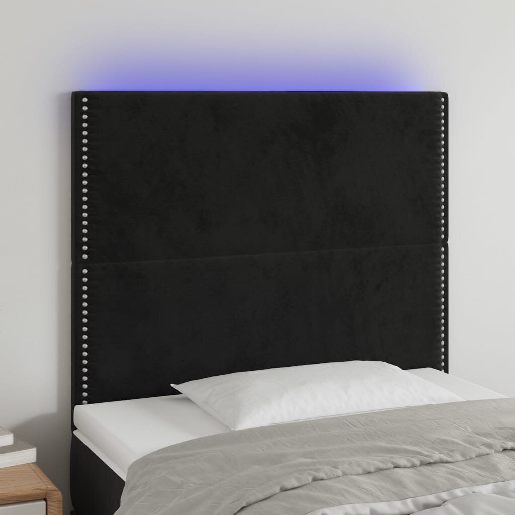 Sängynpääty LED-valolla, musta, 80x5x118/128cm hinta ja tiedot | Sängyt | hobbyhall.fi