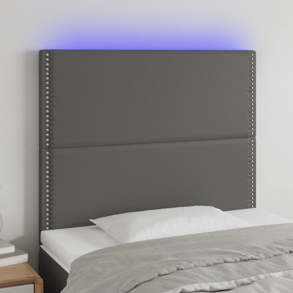 Sängynpääty LED-valolla, harmaa, 80x5x118/128cm hinta ja tiedot | Sängyt | hobbyhall.fi