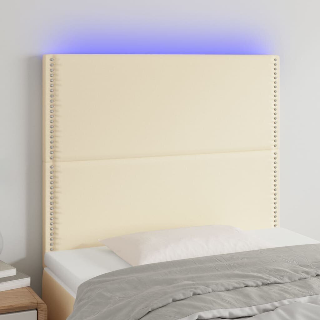 Sängynpääty LED-valolla, kerma, 90x5x118/128 cm hinta ja tiedot | Sängyt | hobbyhall.fi