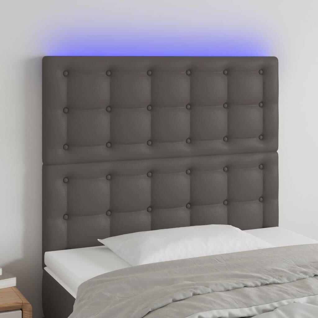 Sängynpääty LED-valolla, harmaa, 90x5x118/128cm hinta ja tiedot | Sängyt | hobbyhall.fi