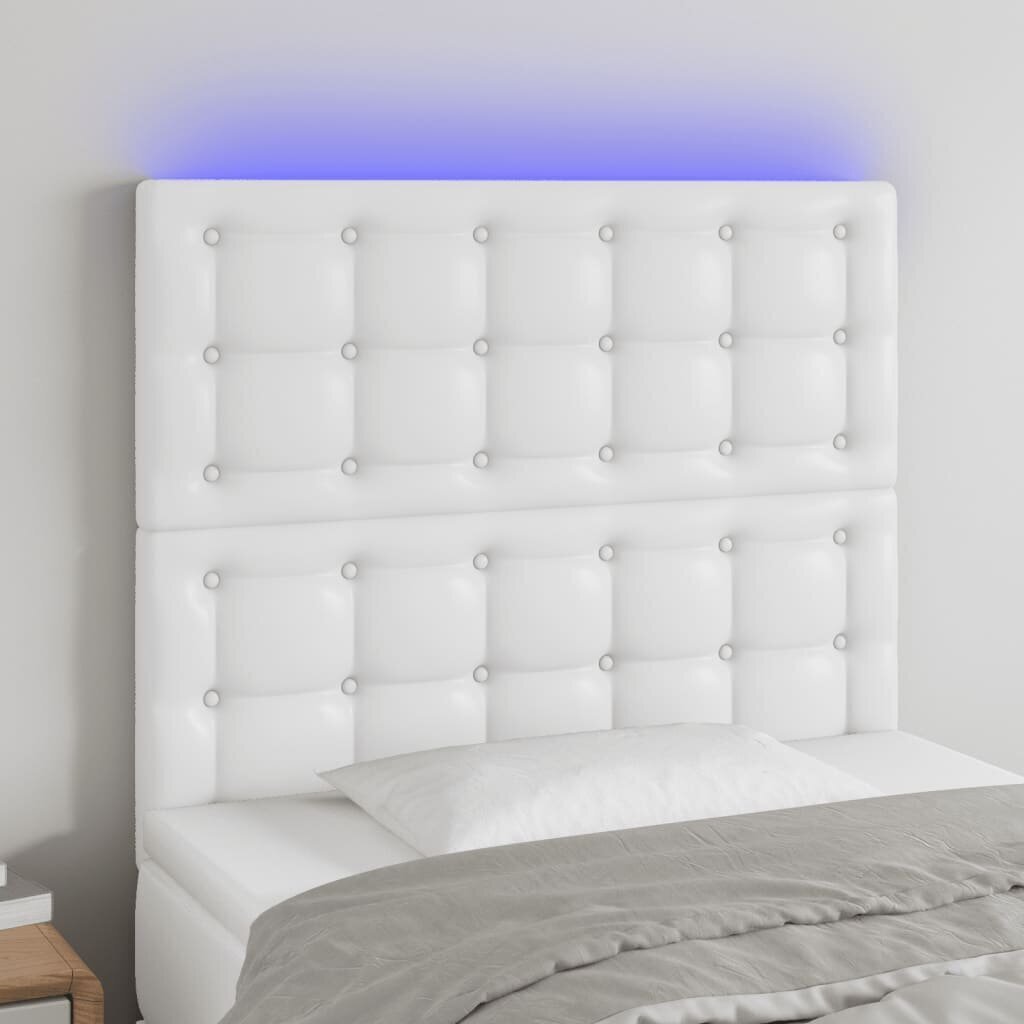 Sängynpääty LED-valolla, valkoinen, 100x5x118/128 cm hinta ja tiedot | Sängyt | hobbyhall.fi