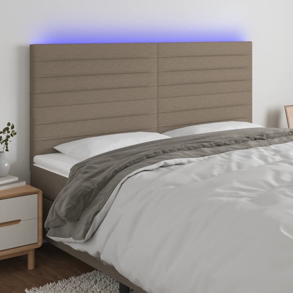 Sängynpääty LED-valolla, kangas, 200x5x118/128cm, taupe väri hinta ja tiedot | Sängyt | hobbyhall.fi