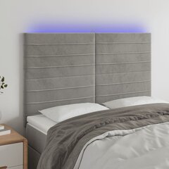 Sängynpääty LED-valolla, vaaleanharmaa, 144x5x118/128cm, samettia hinta ja tiedot | Sängyt | hobbyhall.fi