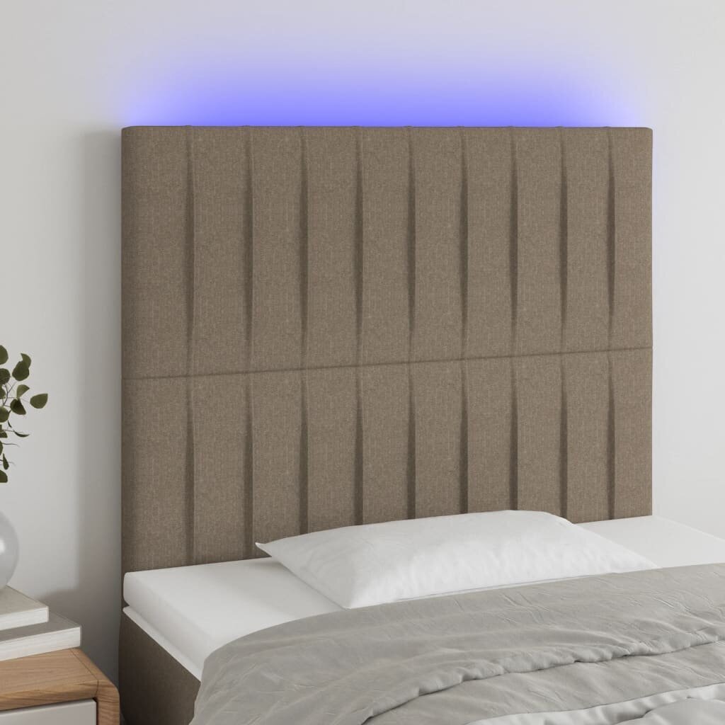 Sängynpääty LED-valolla, kangas, 80x5x118/128cm, taupe väri hinta ja tiedot | Sängyt | hobbyhall.fi