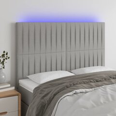 Sängynpääty LED-valolla, vaaleanharmaa, 144x5x118/128cm, kangas hinta ja tiedot | Sängyt | hobbyhall.fi