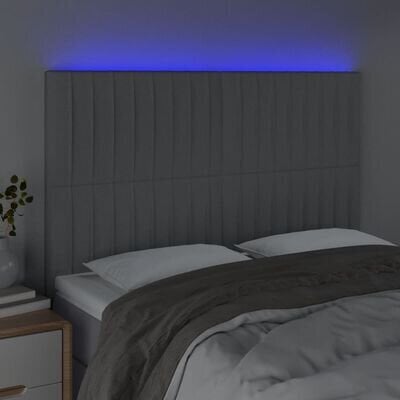 Sängynpääty LED-valolla, vaaleanharmaa, 144x5x118/128cm, kangas hinta ja tiedot | Sängyt | hobbyhall.fi