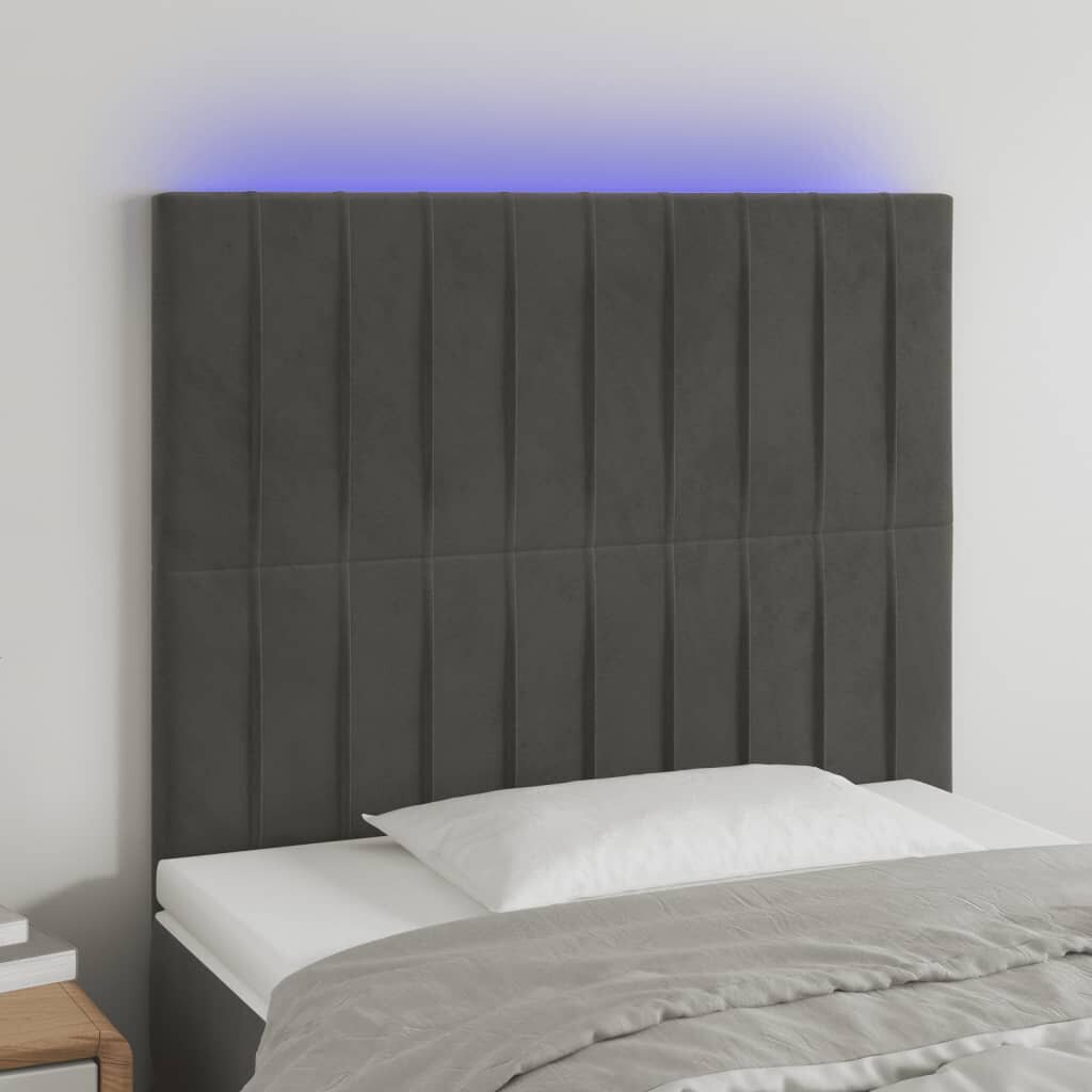 Sängynpääty LED-valolla, tummanharmaa, 80x5x118/128cm hinta ja tiedot | Sängyt | hobbyhall.fi