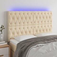 Sängynpääty LED-valolla, Kangas, 160x7x118/128cm, kermanvärinen hinta ja tiedot | Sängyt | hobbyhall.fi