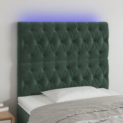 Sängynpääty LED-valolla, Velvet, 90x7x118/128cm, tummanvihreä hinta ja tiedot | Sängyt | hobbyhall.fi