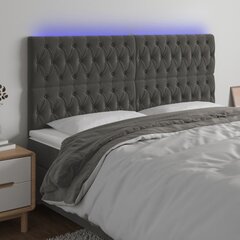 Sängynpääty LED-valolla, Velvet, 180x7x118/128cm, tummanharmaa hinta ja tiedot | Sängyt | hobbyhall.fi