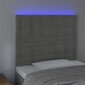 Sängynpääty LED-valolla, vaaleanharmaa, 100x5x118/128cm, samettia hinta ja tiedot | Sängyt | hobbyhall.fi