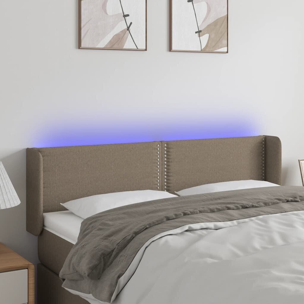 Sängynpääty LED-valolla, kangas, 147x16x78/88cm, taupe väri hinta ja tiedot | Sängyt | hobbyhall.fi