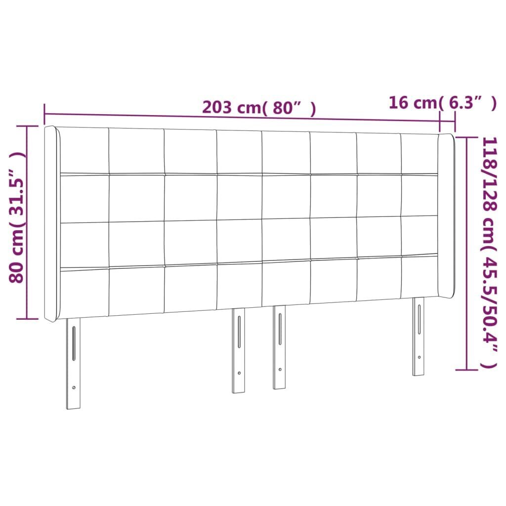 Sängynpääty LED-valolla, tummanruskea, 203x16x118/128cm hinta ja tiedot | Sängyt | hobbyhall.fi