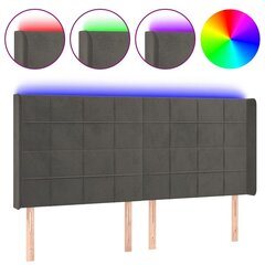 Sängynpääty LED-valolla, Velvet, 163x16x118/128cm, tummanharmaa hinta ja tiedot | Sängyt | hobbyhall.fi