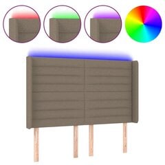 Sängynpääty LED-valolla, kangas, 147x16x118/128cm, taupe väri hinta ja tiedot | Sängyt | hobbyhall.fi