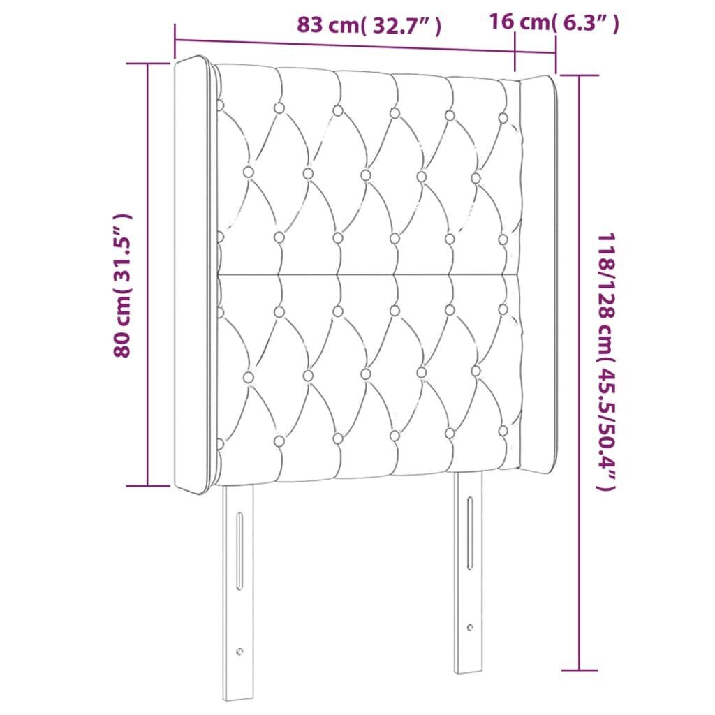 Sängynpääty LED-valolla, sininen, 83x16x118/128cm hinta ja tiedot | Sängyt | hobbyhall.fi