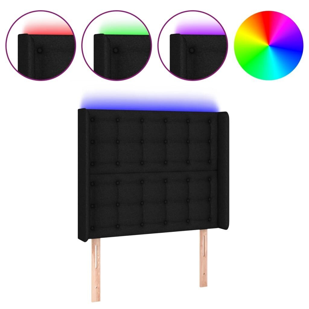 Sängynpääty LED-valolla, musta, 83x16x118/128cm hinta ja tiedot | Sängyt | hobbyhall.fi