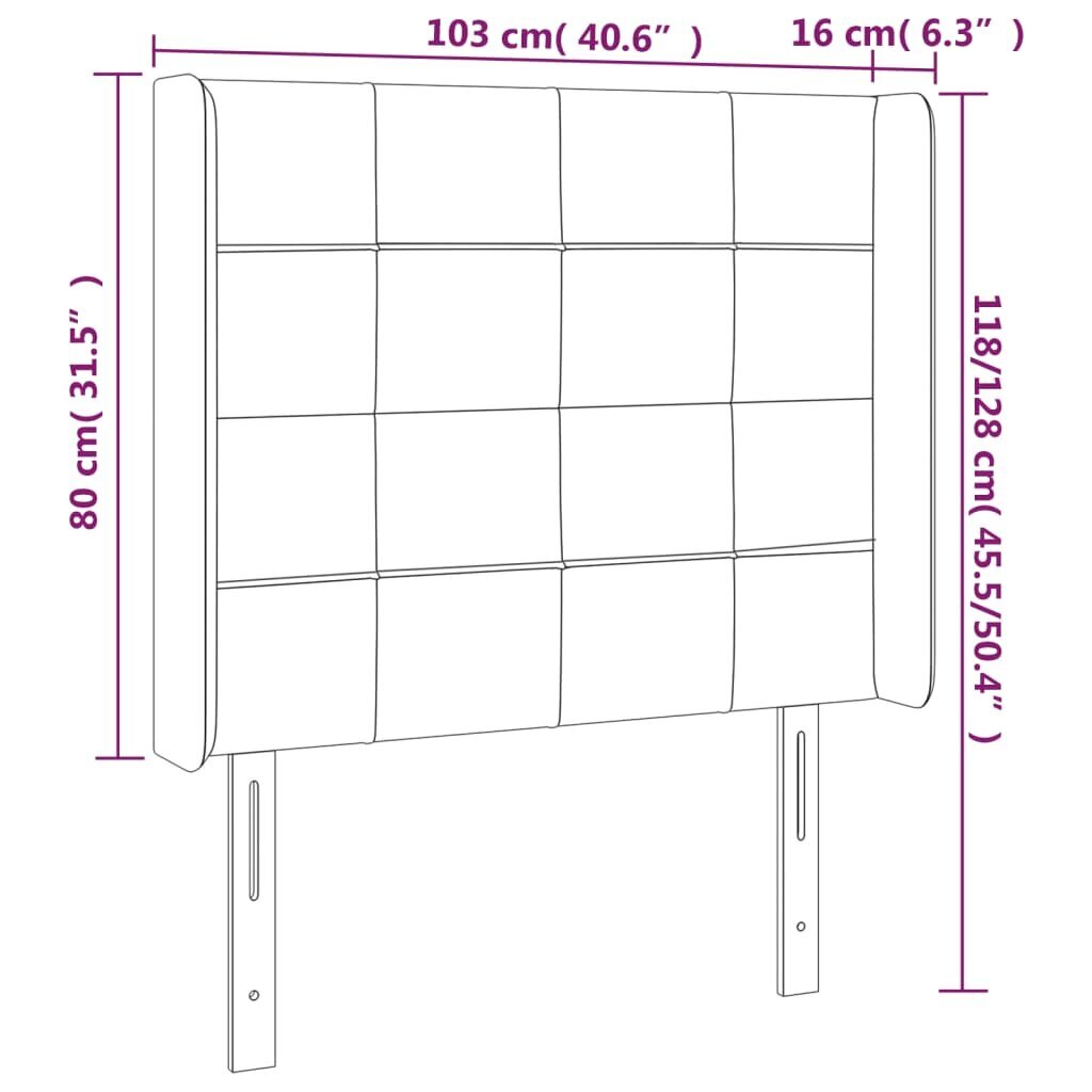 vidaXL Sängynpääty LED-valolla, pinkki, 103x16x118/128cm, sametti hinta ja tiedot | Sängyt | hobbyhall.fi