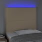 vidaXL Sängynpääty LED-valolla, kermanvärinen, 100x5x118/128cm, kangas hinta ja tiedot | Sängyt | hobbyhall.fi