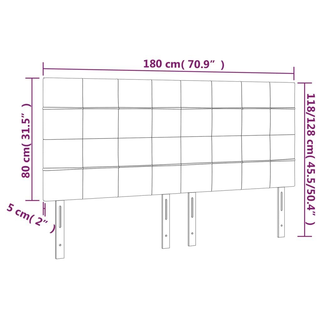 vidaXL Sängynpääty LED-valolla, musta, 180x5x118/128cm, kangas hinta ja tiedot | Sängyt | hobbyhall.fi