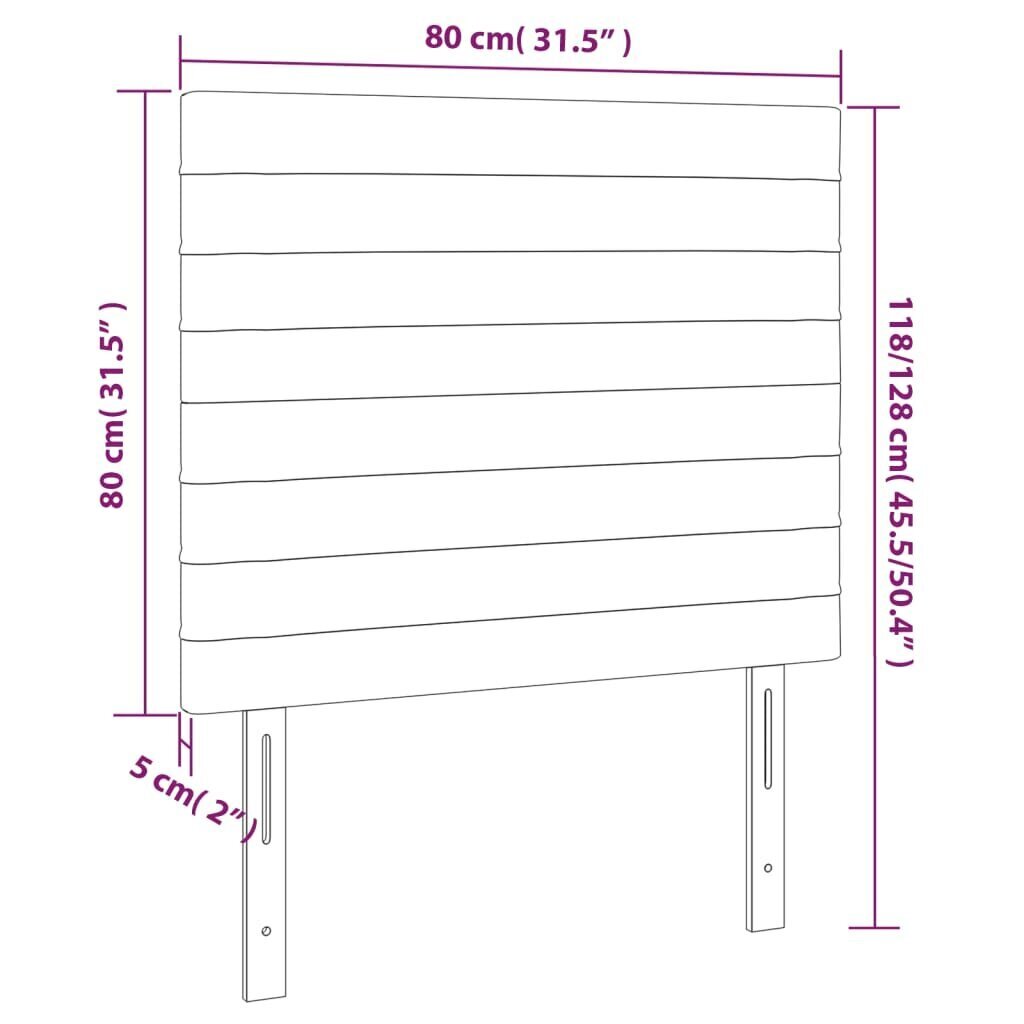 Sängynpääty LED vidaXL:llä, Kangas, 80x5x118/128cm, sininen hinta ja tiedot | Sängyt | hobbyhall.fi