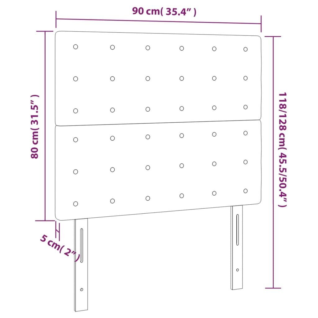 Sängynpääty LED vidaXL:llä, Kangas, 90x5x118/128cm, vaaleanharmaa hinta ja tiedot | Sängyt | hobbyhall.fi