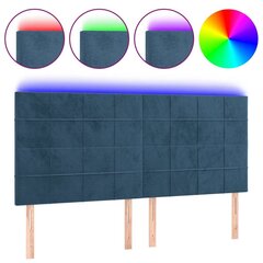 Sängynpääty LED vidaXL, Velvet, 200x5x118/128cm, tummansininen hinta ja tiedot | Sängyt | hobbyhall.fi