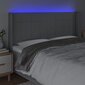 Sängynpääty LED vidaXL:llä, Kangas, 203x16x118/128cm, vaaleanharmaa hinta ja tiedot | Sängyt | hobbyhall.fi