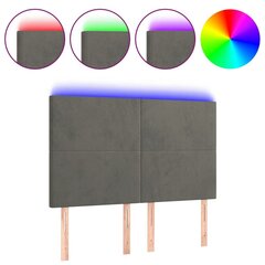 Sängynpääty LED vidaXL, Velvet, 144x5x118/128cm, tummanharmaa hinta ja tiedot | Sängyt | hobbyhall.fi