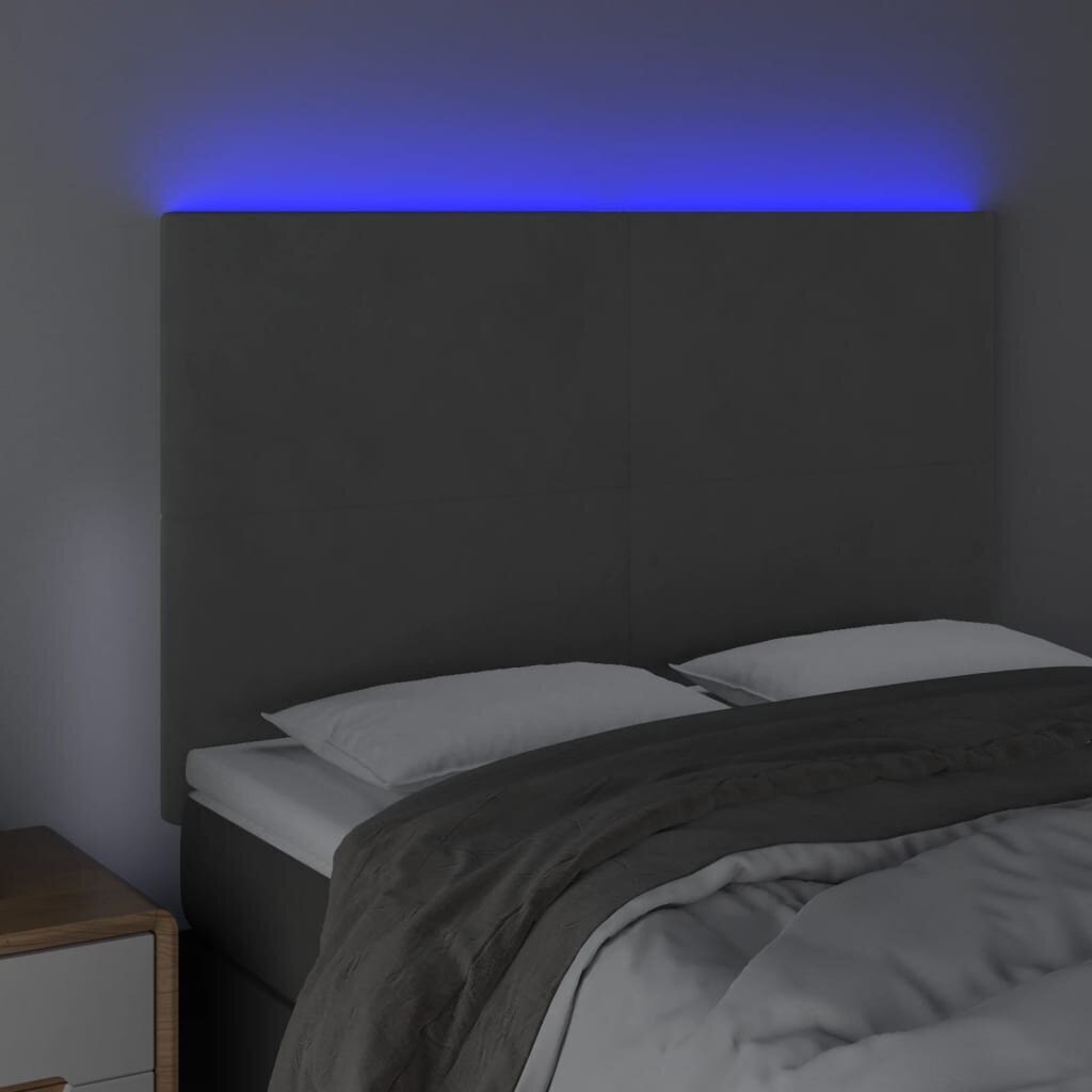 Sängynpääty LED vidaXL, Velvet, 144x5x118/128cm, tummanharmaa hinta ja tiedot | Sängyt | hobbyhall.fi