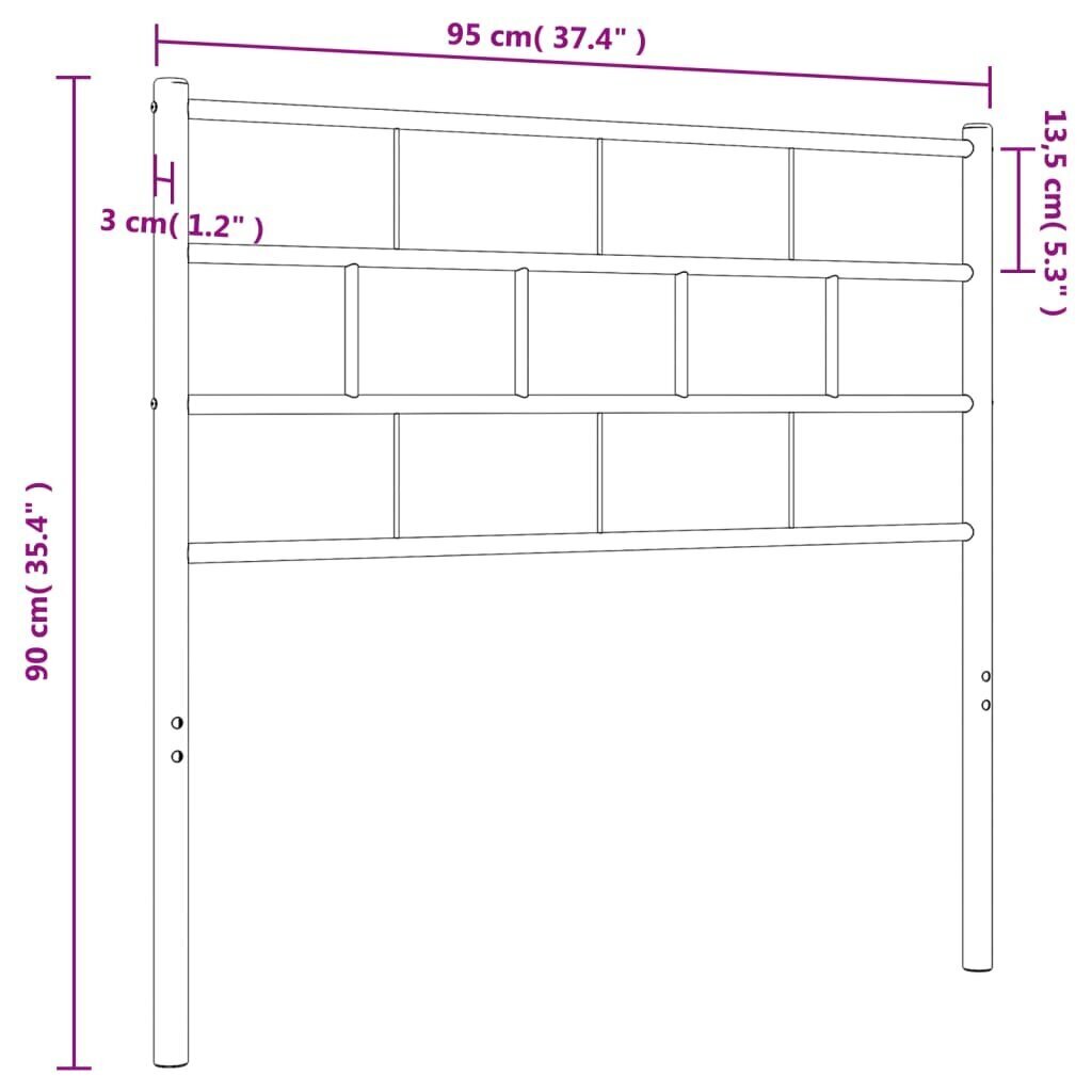 Metallinen sängynpääty vidaXL, valkoinen hinta ja tiedot | Sängyt | hobbyhall.fi