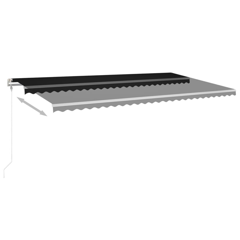 Automaattinen markiisi LED / tuulitunnistimella, 600x350 cm, antrasiitti hinta ja tiedot | Aurinkovarjot ja markiisit | hobbyhall.fi