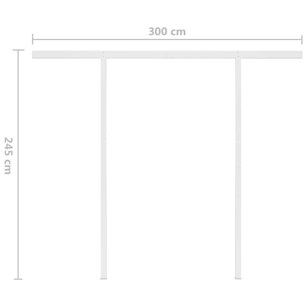 Automaattinen markiisi LED / tuulitunnistimella, keltainen / valkoinen, 3x2,5m hinta ja tiedot | Aurinkovarjot ja markiisit | hobbyhall.fi