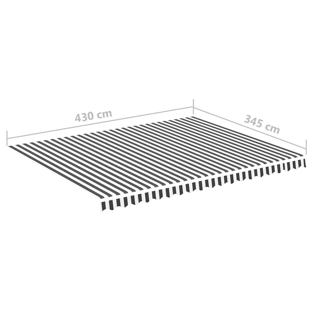 Markiisin vaihtokangas, antrasiitti ja valkoinen, 4,5x3,5m hinta ja tiedot | Aurinkovarjot ja markiisit | hobbyhall.fi