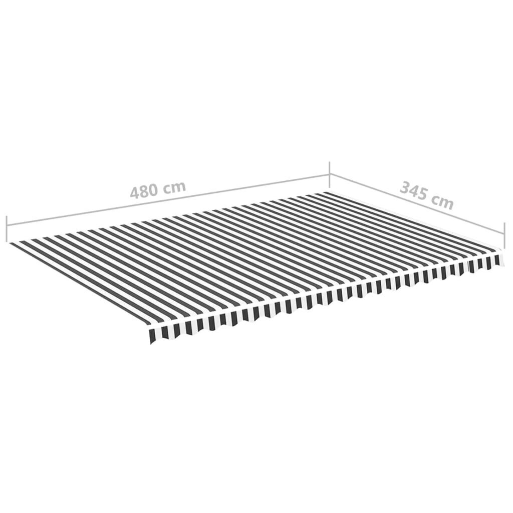 Markiisin vaihtokangas, 5x3,5m, antrasiitti / valkoinen hinta ja tiedot | Aurinkovarjot ja markiisit | hobbyhall.fi