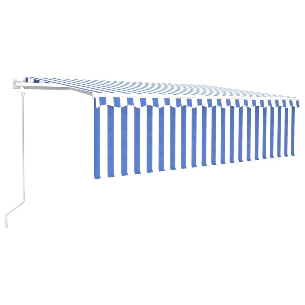 Automaattinen markiisi LED / tuulitunnistimella, sininen / valkoinen, 5x3m hinta ja tiedot | Aurinkovarjot ja markiisit | hobbyhall.fi