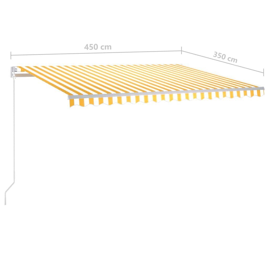 Sisäänvedettävä markiisi LEDillä, keltainen ja valkoinen, 4,5x3,5m hinta ja tiedot | Aurinkovarjot ja markiisit | hobbyhall.fi