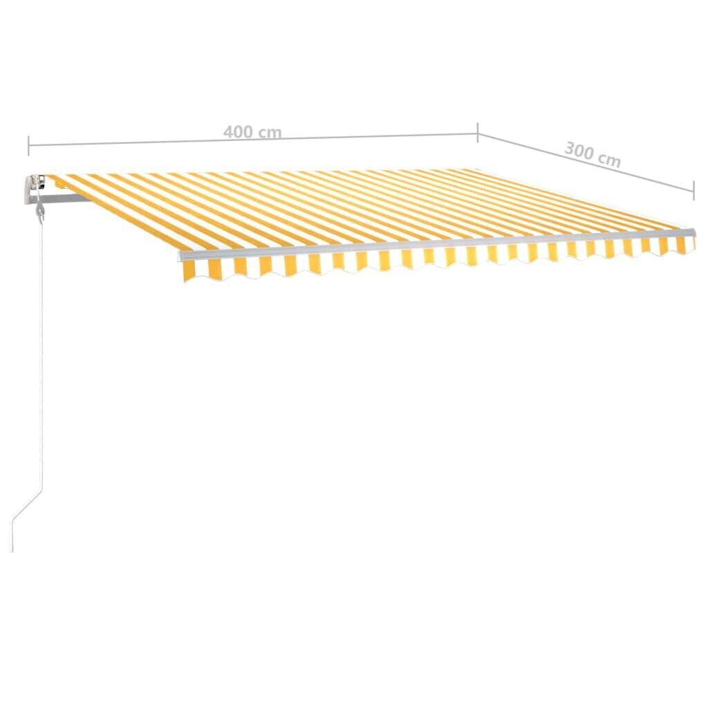 Manuaalinen sisäänvedettävä markiisi, 4x3 m, keltainen hinta ja tiedot | Aurinkovarjot ja markiisit | hobbyhall.fi