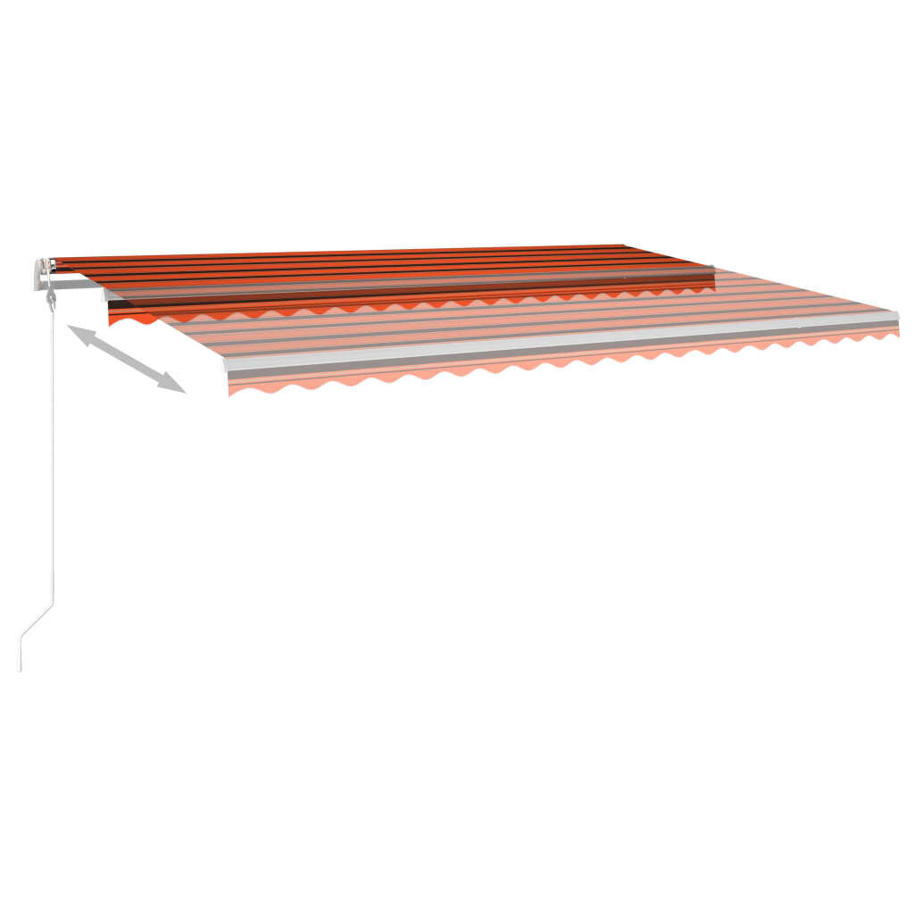 vidaXL Sisäänrakennettu sisäänvedettävä markiisi, oranssi / ruskea, 500x350cm hinta ja tiedot | Aurinkovarjot ja markiisit | hobbyhall.fi