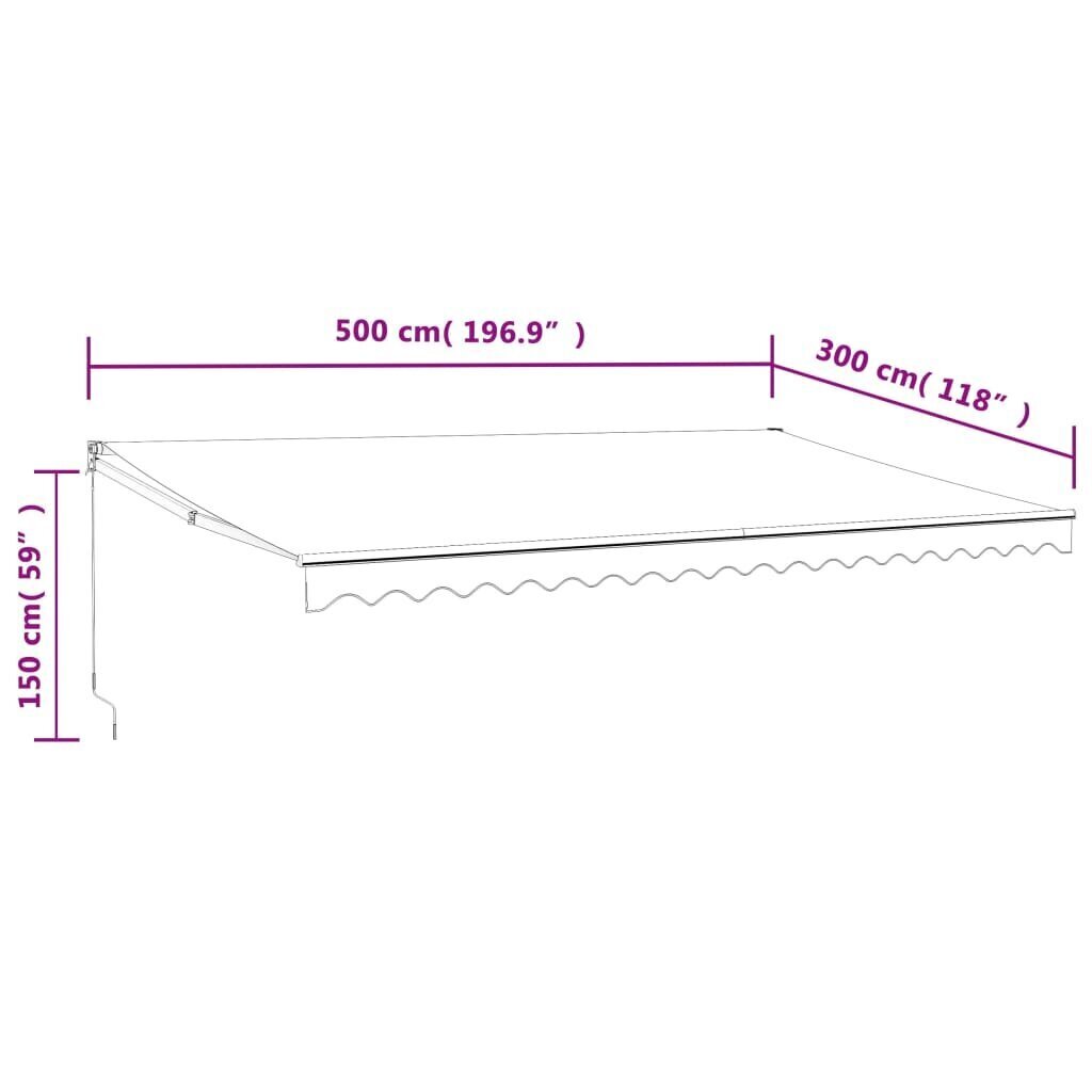 Markiisi vidaXL, 500x300 cm, harmaa hinta ja tiedot | Aurinkovarjot ja markiisit | hobbyhall.fi