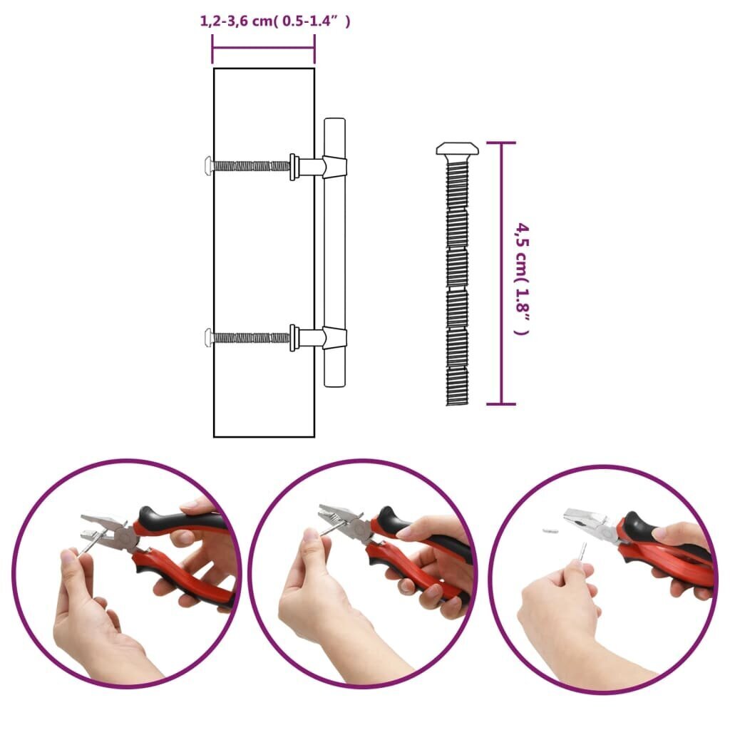 Kaapin kahva vidaXL, 96 mm, musta hinta ja tiedot | Kahvat huonekaluihin | hobbyhall.fi