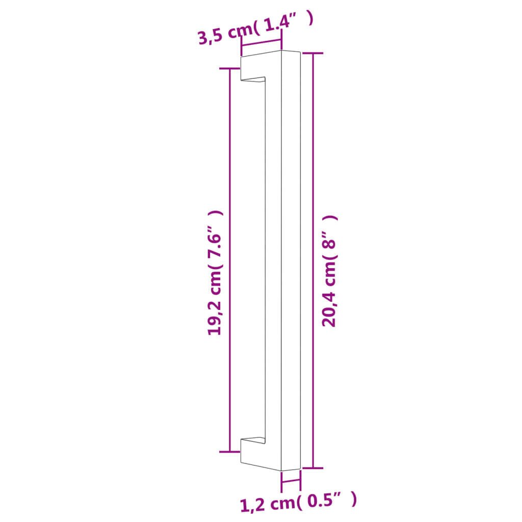 Kaapin kahva vidaXL, 192 mm, hopea hinta ja tiedot | Kahvat huonekaluihin | hobbyhall.fi