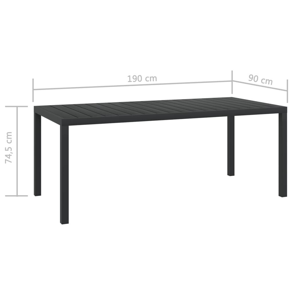 Puutarha ruokapöytä, WPC, alumiini, 185x90x74cm, musta hinta ja tiedot | Puutarhapöydät | hobbyhall.fi