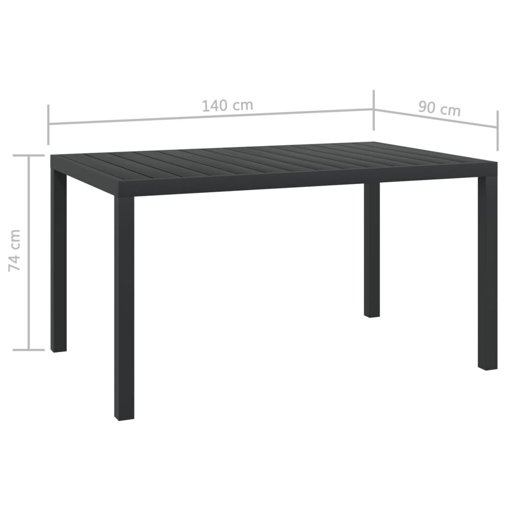 Puutarha ruokapöytä, WPC, alumiini, 150x90x74cm, musta hinta ja tiedot | Puutarhapöydät | hobbyhall.fi