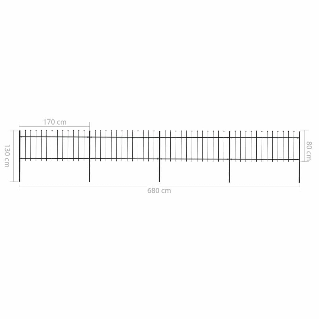 Puutarha-aita keihäskärjellä, 6,8x0,8m, teräs, musta hinta ja tiedot | Aidat ja tarvikkeet | hobbyhall.fi